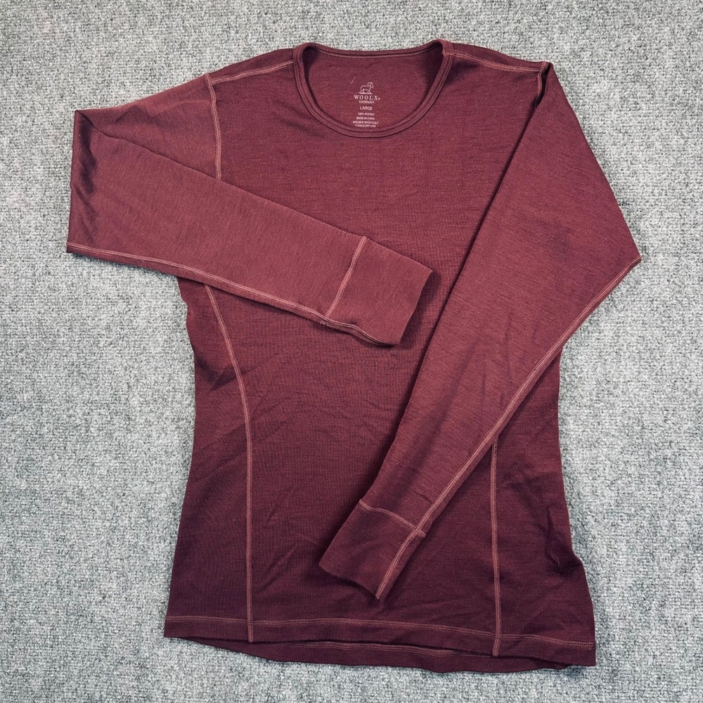 Woolx Hannah Women's L Deep Plum 100% Merino Wool Base Layer Long Sleeve Top - Picture 2 of 8